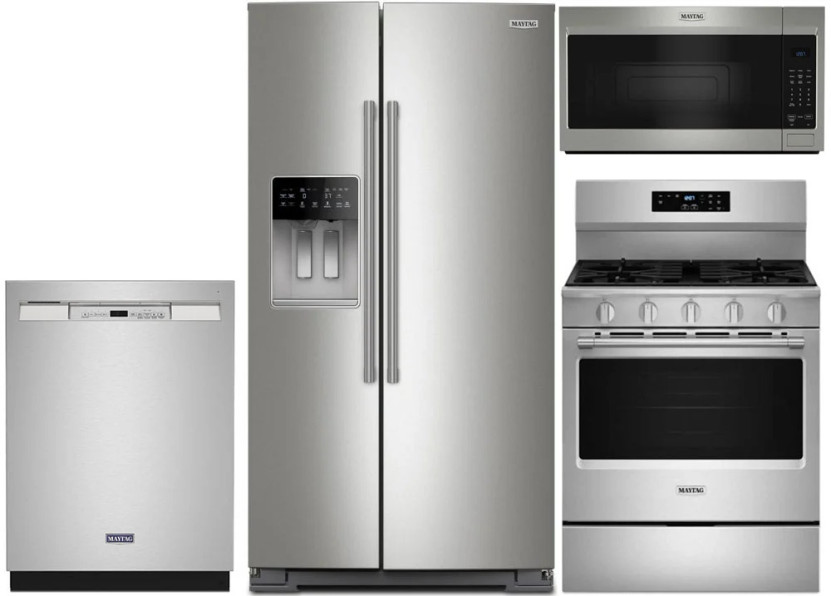 Maytag Stainless Side-By-Side Refrigerator  Gas Range Package