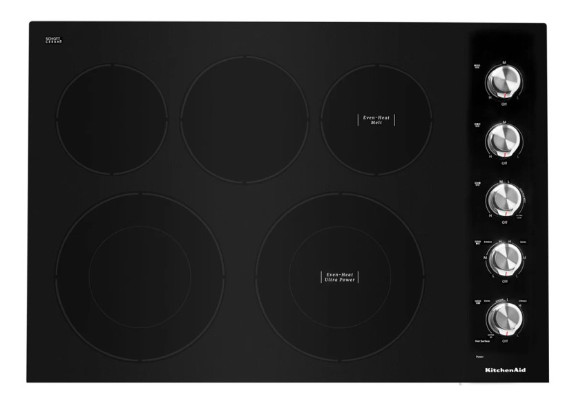 KitchenAid ADA 30 Black Electric Cooktop With 5 Elements And Knob Controls