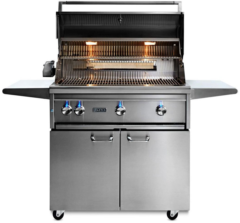 Lynx Professional 36 Stainless Steel Freestanding Natural Gas Grill With 1 Trident Infrared Burner And 2 Ceramic Burners And Rotisserie