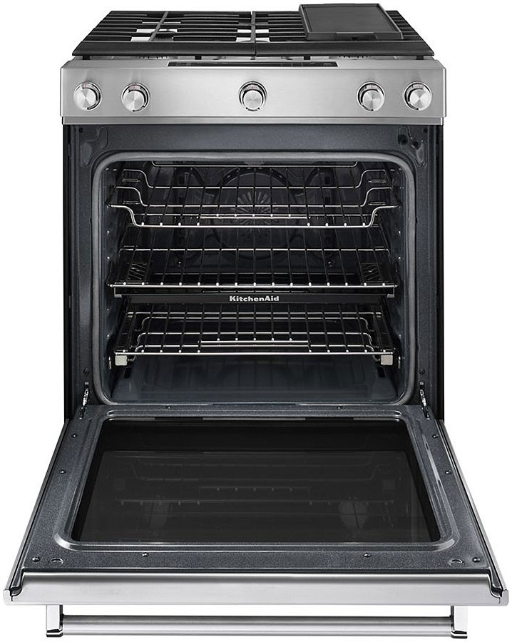 KitchenAid ADA 30 In. Stainless Steel Slide-In Convection Gas Range With Baking Drawer