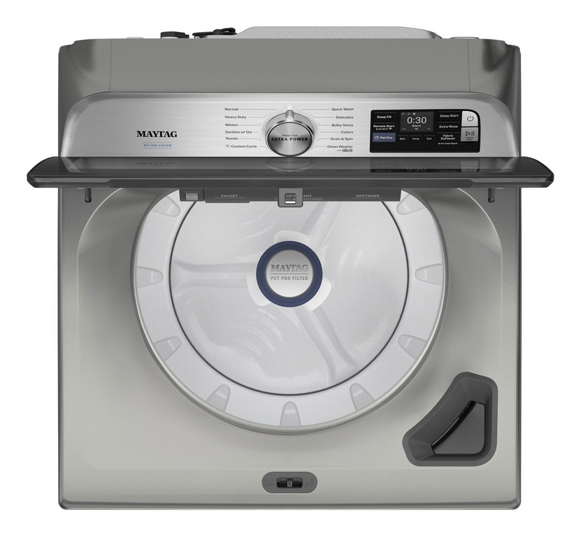 Maytag 5.2 Cu. Ft. Smart Pet Pro Top Load Washer in Classic Silver