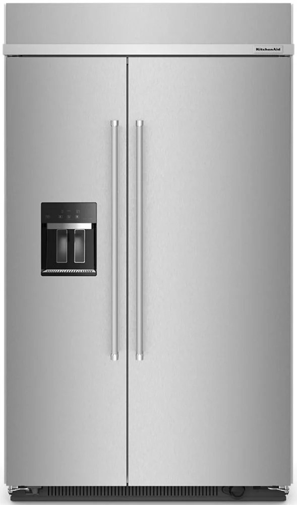 KitchenAid 29.4 Cu. Ft. Built-In Side-By-Side Refrigerator With Exterior Ice And Water Dispenser 48-Inch Wide in Stainless Steel