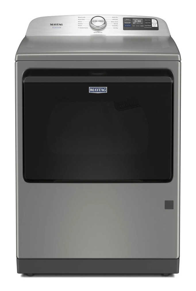 Maytag 7.4 Cu. Ft. Smart Top Load Gas Dryer with Pet Pro Option in Classic Silver