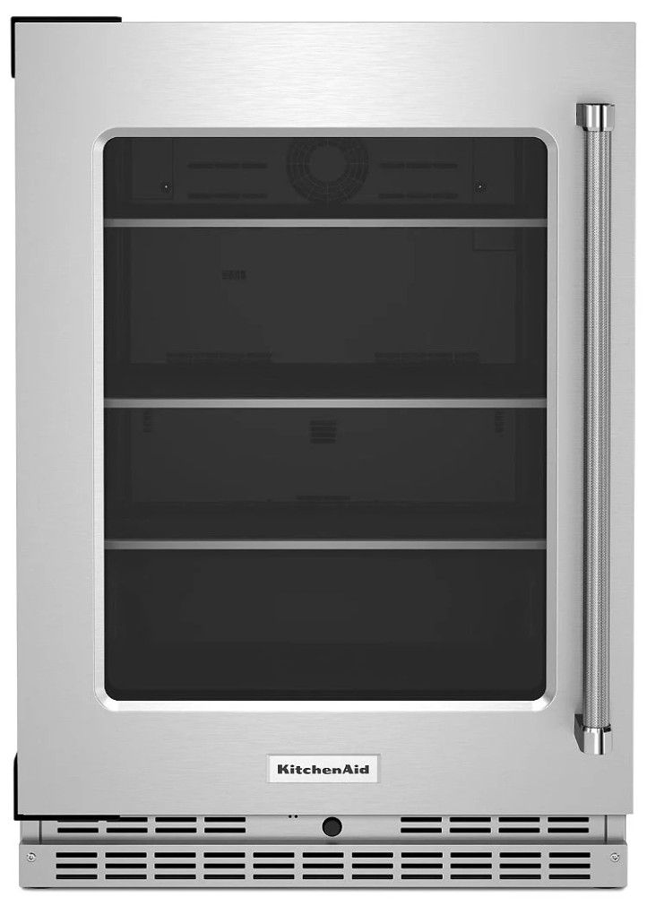 KitchenAid 5.2 Cu. Ft. Undercounter Refrigerator Left-Hinge 24-Inch Wide in Stainless Steel Glass Door