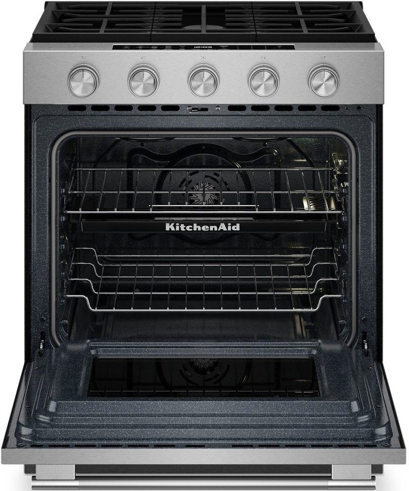 KitchenAid 5.0 Cu. Ft. Smart Slide-in Gas Range 30-Inch Wide in PrintShield Stainless Steel