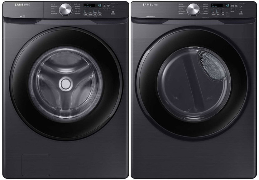 Samsung Brushed Black Smart Front Load Washer  Smart Gas Dryer Package