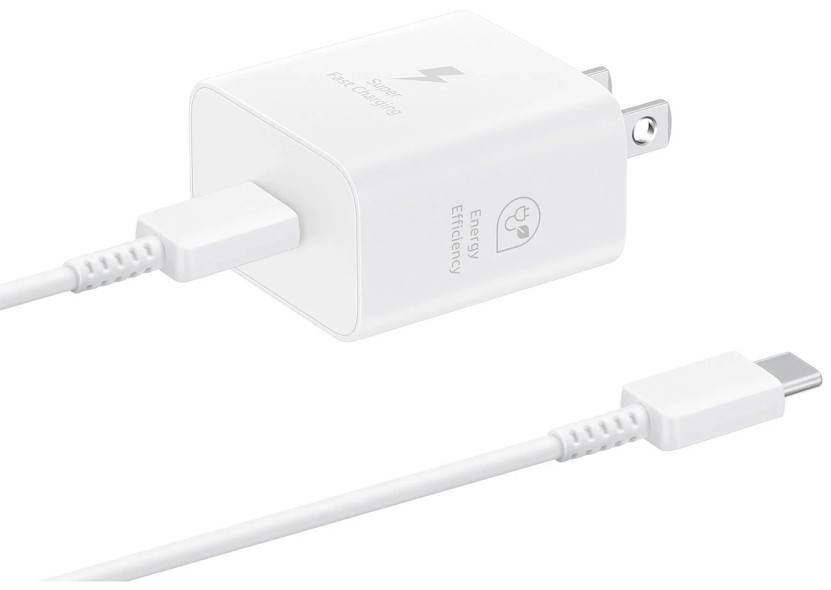Samsung 25W PD Power Adapter with USB C Cable in White