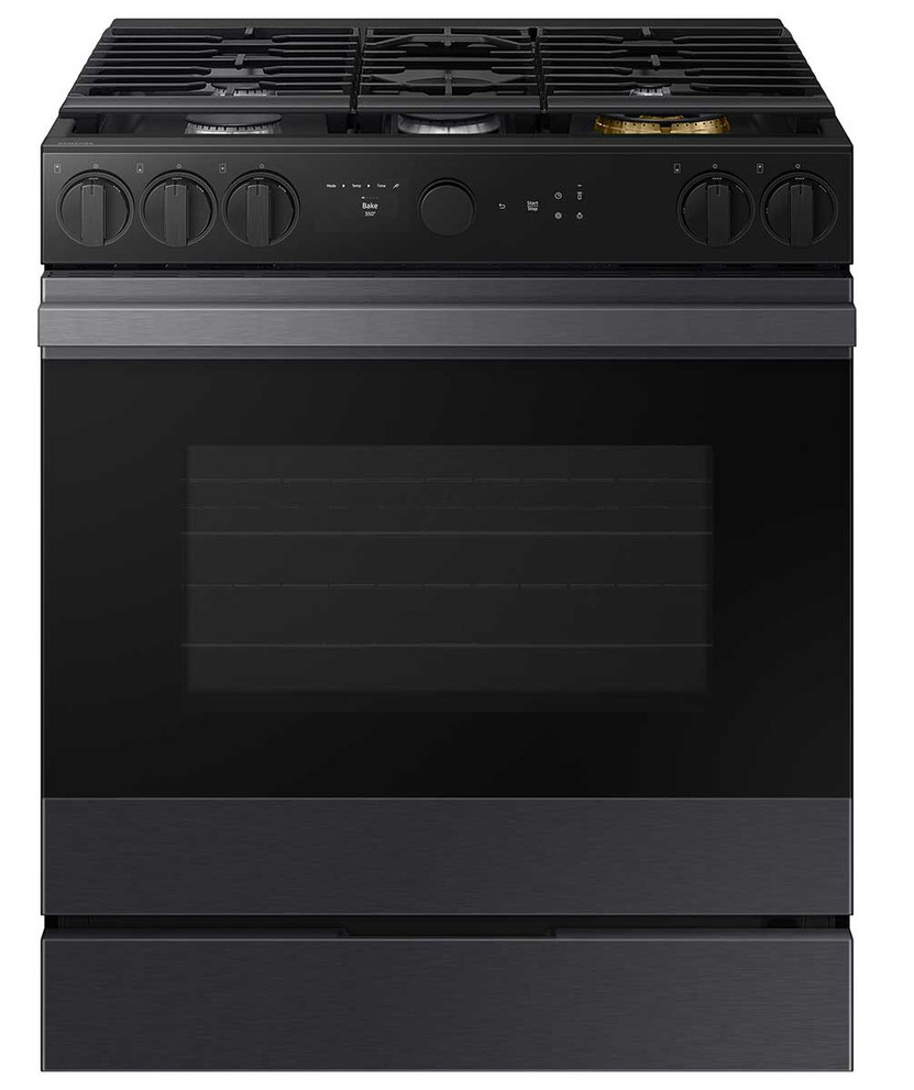 Samsung Slide-In Gas Range Smart Bespoke 6.0 Cu. Ft. in Matte Black Steel