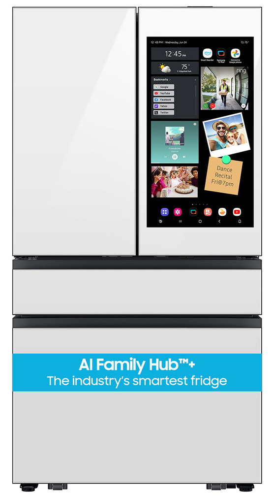 Samsung Bespoke 23 Cu. Ft. Counter Depth 4-Door French Door Refrigerator 36-Inch Wide in White Glass