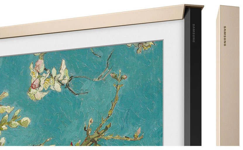 Samsung 2023 55 The Frame Customizable Bezel In Sand Gold Metal