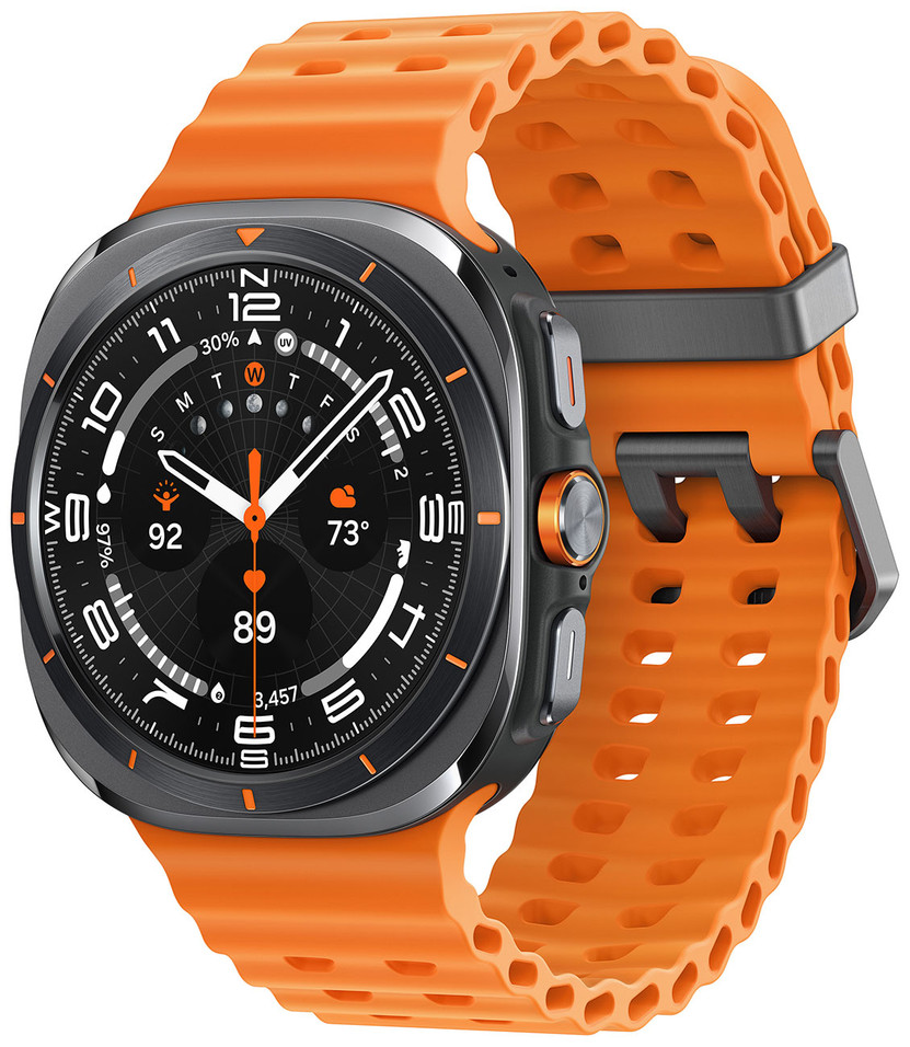 Samsung Galaxy Watch Ultra Smartwatch 47mm LTE Titanium Gray Case with ML Orange Marine Band