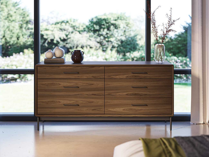 BDI 6-Drawer Dresser in Natural Walnut Finish