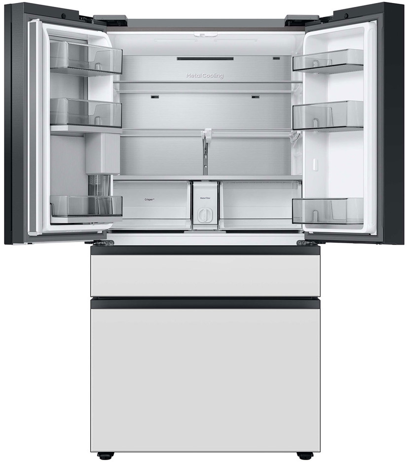 Samsung 29 Cu. Ft. Bespoke 4-Door French Door Refrigerator With Beverage Center 36-Inch Wide in White Glass