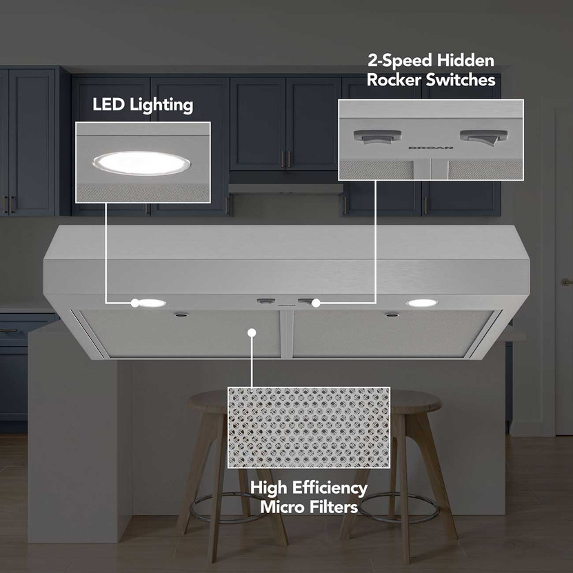 Broan GLA1 Series Under-Cabinet Range Hood 36-Inch in Stainless Steel