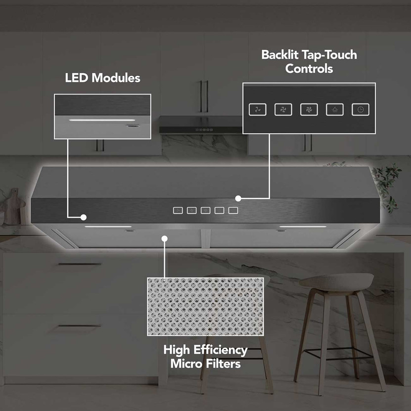 Broan GLA2 Series Under-Cabinet Range Hood 30-Inch Wide in Black Stainless Steel