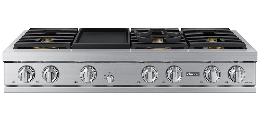 Dacor Transitional 48 Silver Stainless Natural Gas Rangetop With Built-In Griddle