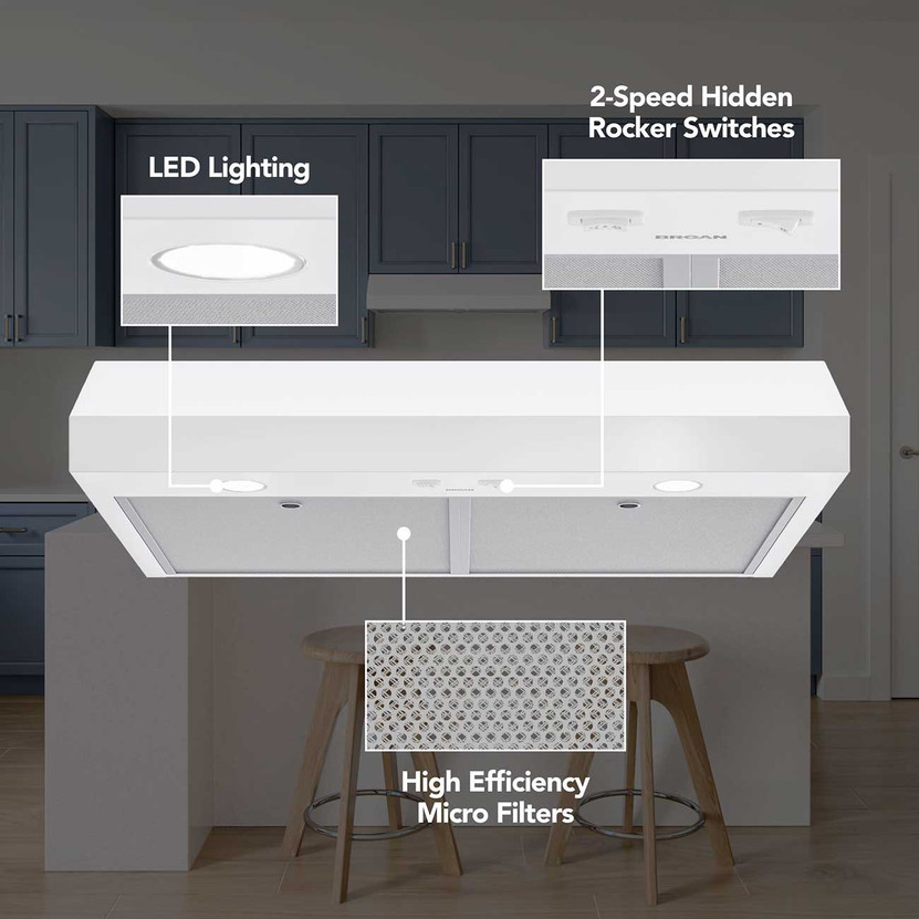 Broan GLA1 Series Under-Cabinet Range Hood 24-Inch in White