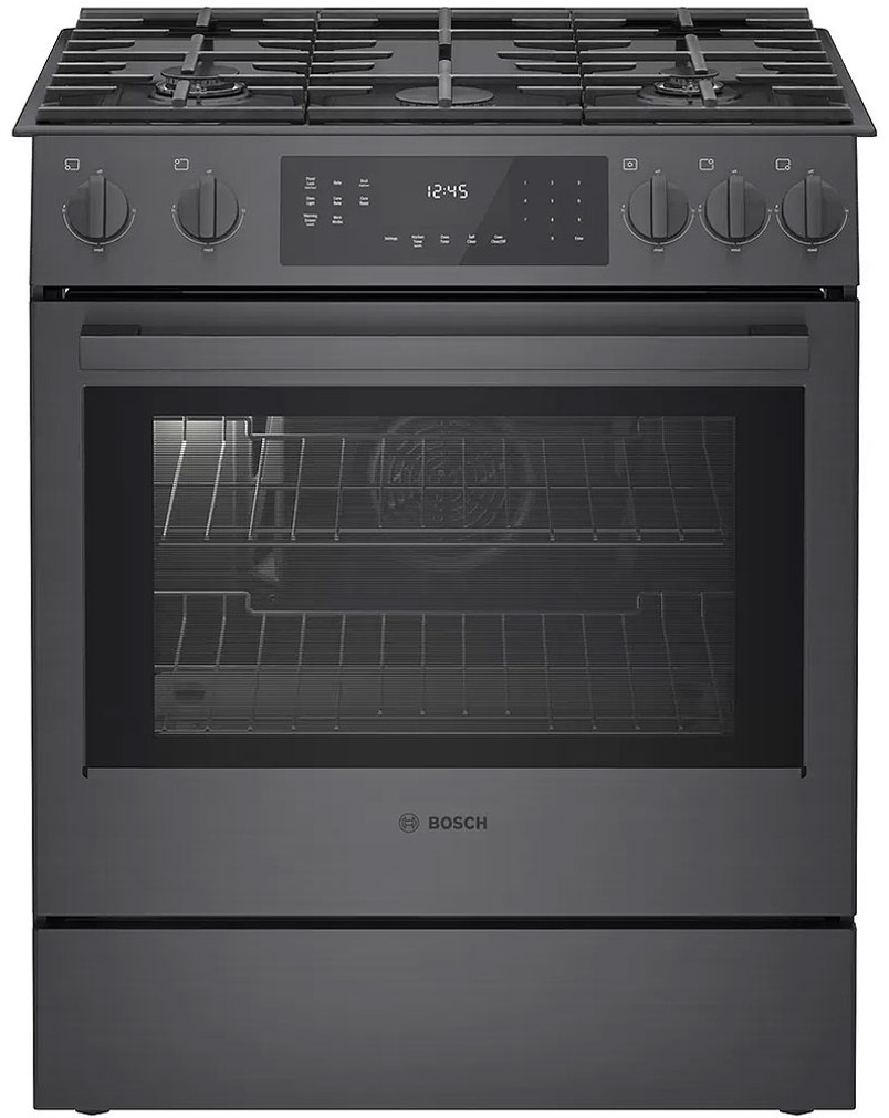 Bosch 800 Series 30 In. Black Stainless Steel Slide-In Gas Range