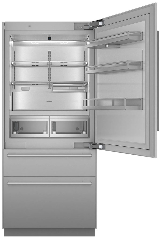 Thermador Freedom Collection 19 Cu. Ft. Built-In Bottom Freezer Refrigerator with Masterpiece Handles 36-Inch Wide in Stainless Steel