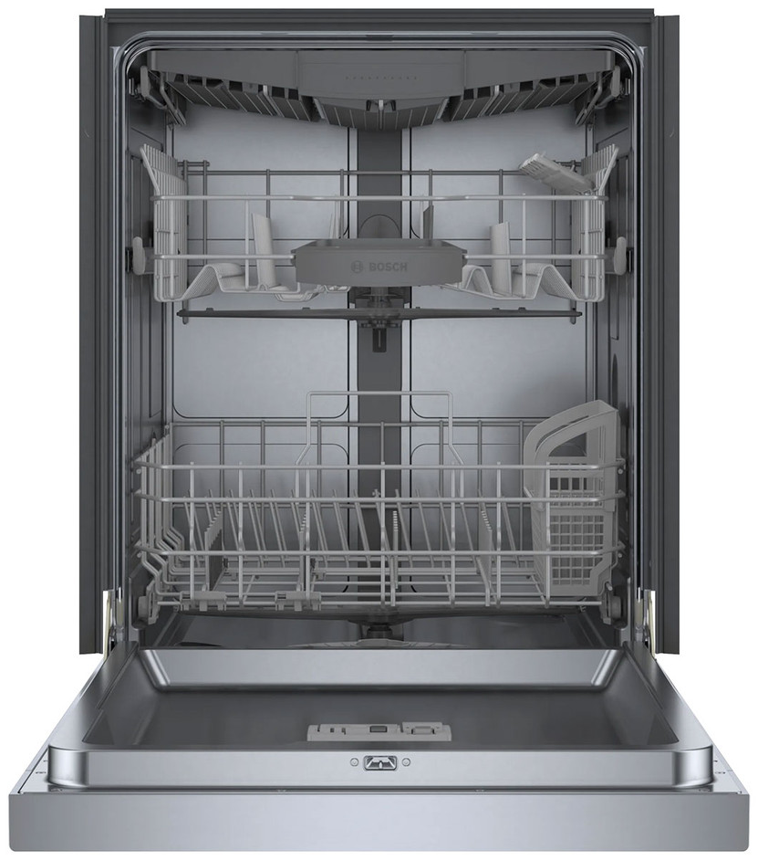 Bosch 300 Series 24-Inch Recessed Handle Dishwasher in Stainless Steel