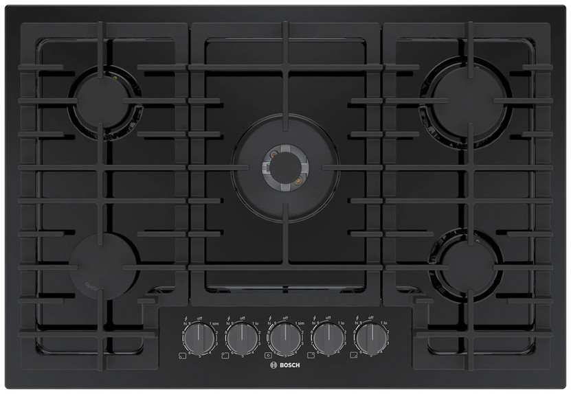 Bosch Gas Cooktop 800 Series 30 In. With Black Stainless Steel Knobs in Black