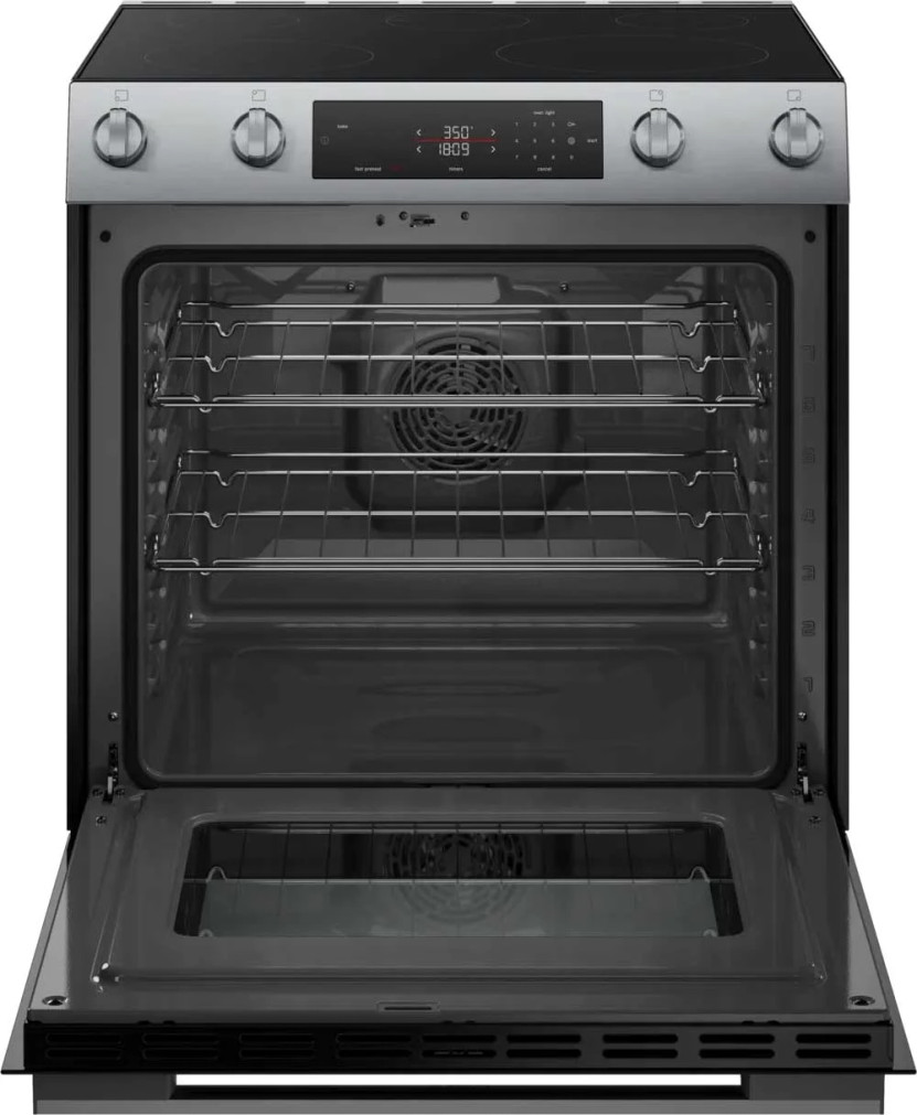 Bosch 100 Series Slide-In Electric Range 30-Inch Wide in Stainless Steel