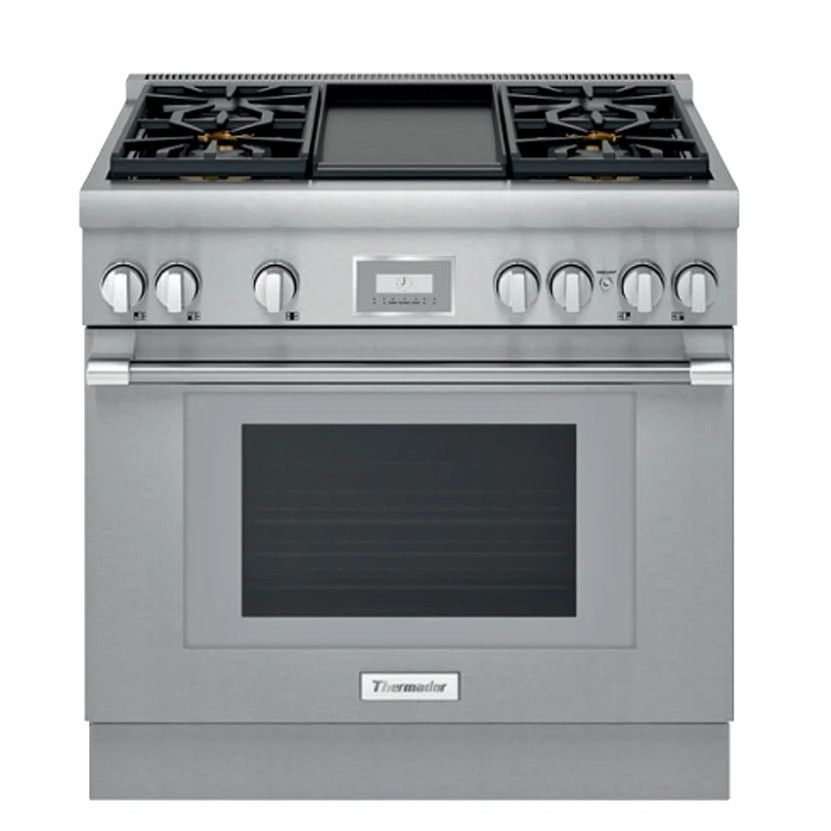 Thermador Professional Series 36 In. Stainless Steel Gas Pro Harmony Range With Griddle