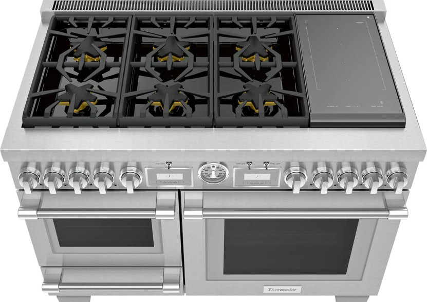 Thermador Pro Grand 48 In. Stainless Steel Commercial-Depth Dual Fuel Range With Steam  Induction