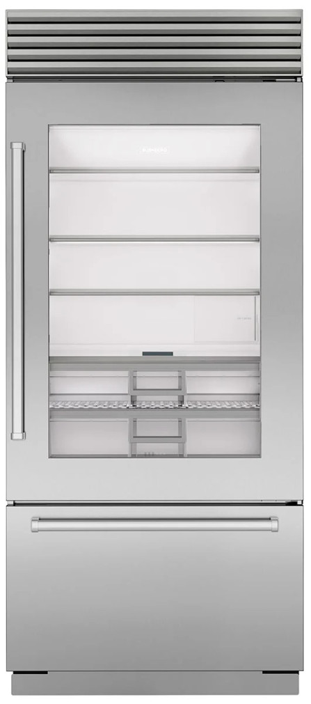 Sub-Zero 36 Stainless Frame Right-Hinge Classic Over-And-Under Refrigerator With Pro Handle