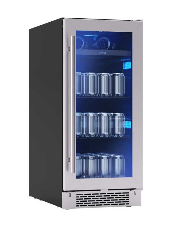 Brisas By Zephyr 4 Cu. Ft. Single Zone Beverage Cooler 15-Inch Wide in Stainless Frame