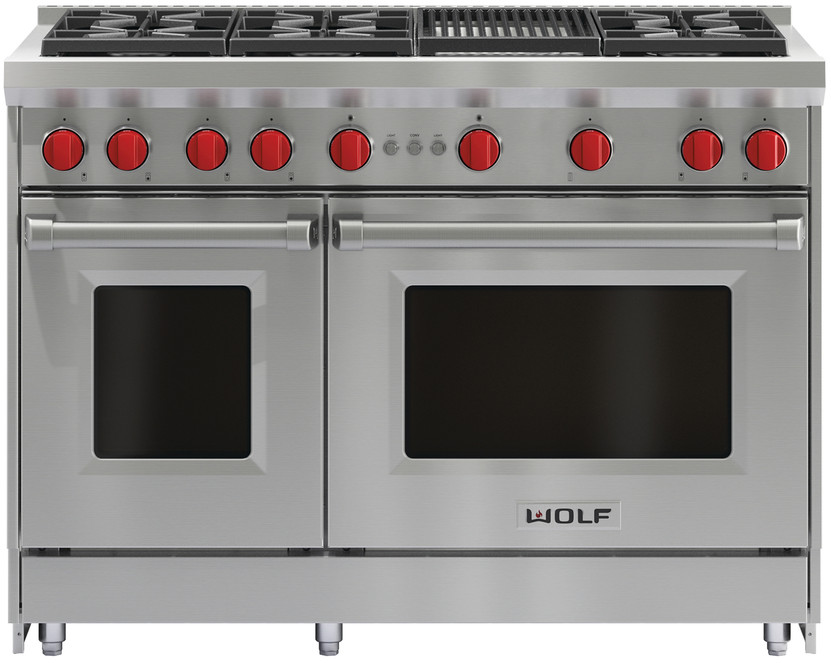 Wolf 48 In. Stainless Steel Liquid Propane Gas Range With 6 Burners And Infrared Charbroiler