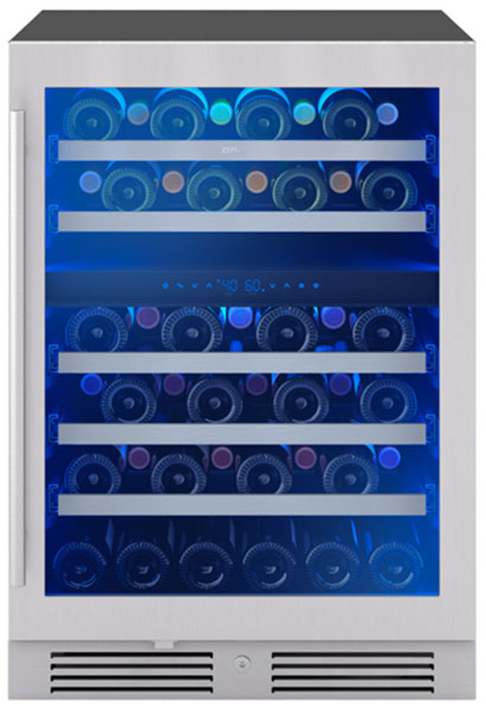 Zephyr Presrv 5.2 Cu. Ft. Dual Zone Wine Cooler 24-Inch Wide in Stainless Frame with Lock