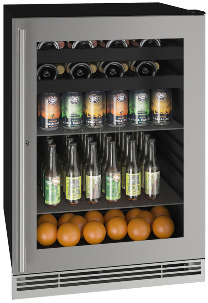 U-Line 5.5 Cu. Ft. Beverage Center 24-Inch Wide in Stainless Frame with Lock