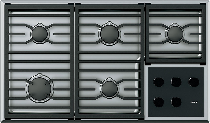 Wolf 36 Stainless Steel Transitional Liquid Propane Gas Cooktop