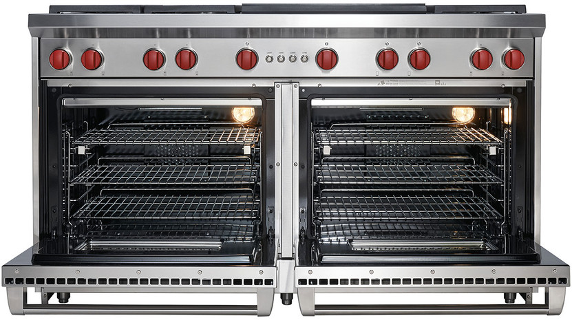 Wolf 60 In. Stainless Steel Gas Range With 6 Burners, Infrared Charbroiler And Infrared Griddle