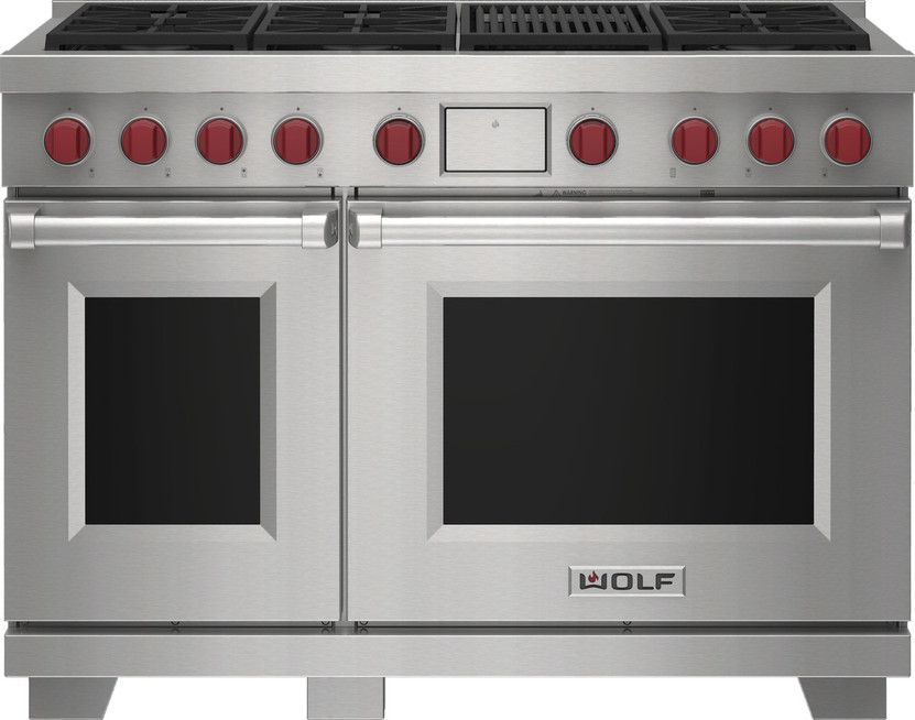 Wolf 48 In. Stainless Steel Dual Fuel Natural Gas Range With 6 Burners And Infrared Charbroiler