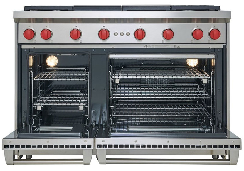 Wolf 48 In. Stainless Steel Natural Gas Range With 4 Burners, Infrared Charbroiler And Infrared Griddle