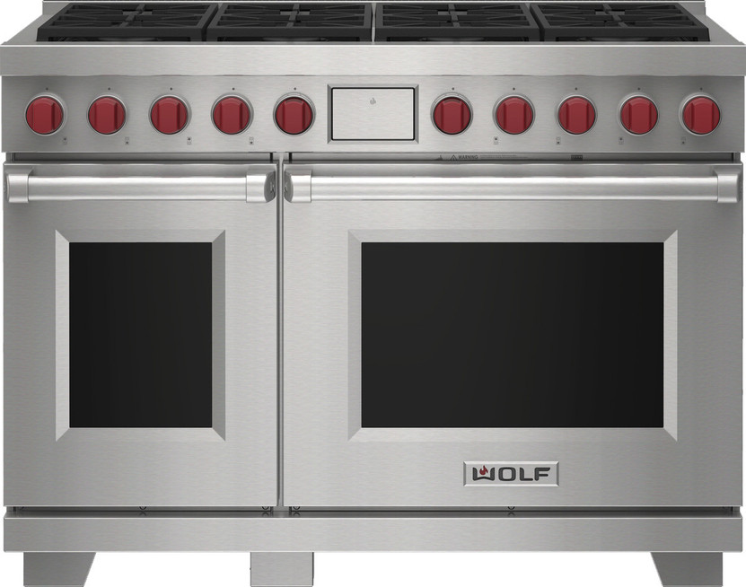 Wolf 48 In. Stainless Steel Dual Fuel Liquid Propane Range With 8 Burners