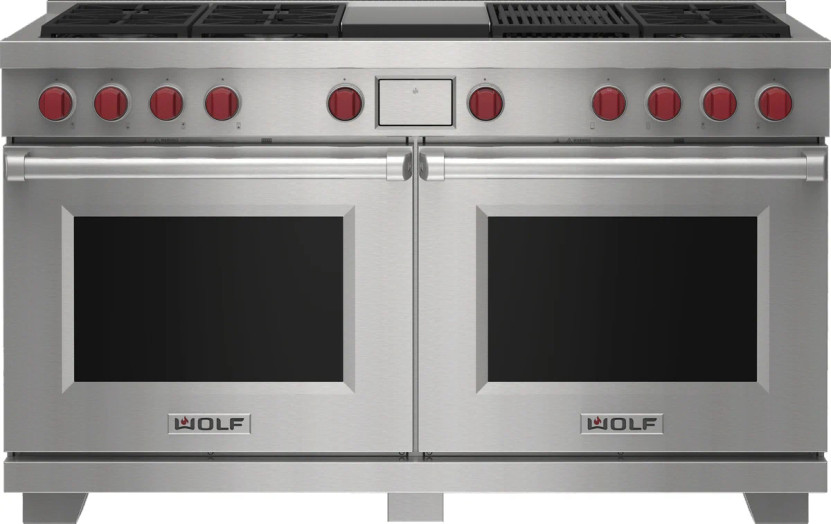 Wolf 60 In. Stainless Steel Dual Fuel Natural Gas Range With 6 Burners, Infrared Charbroiler And Infrared Griddle