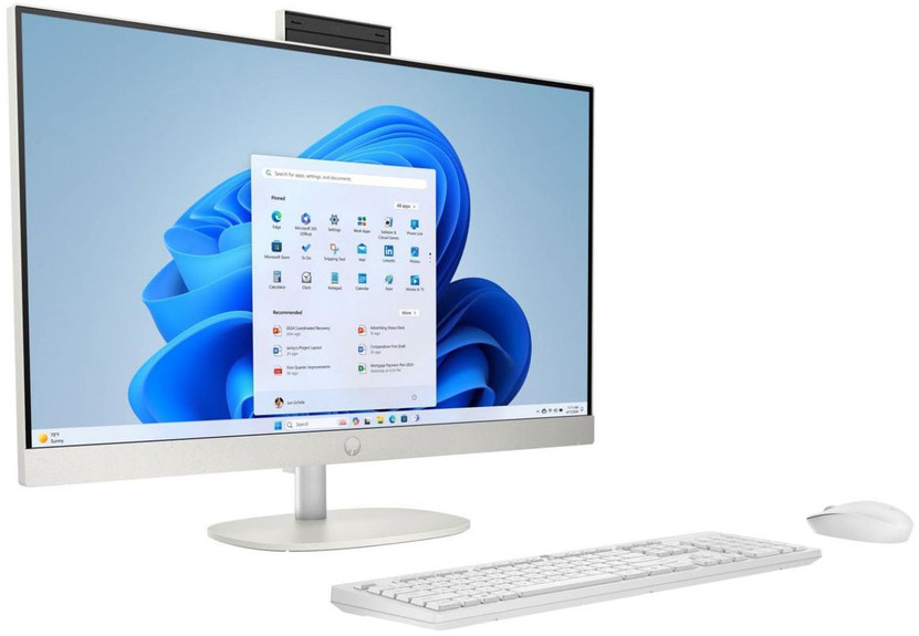 HP All-in-One Desktop 27-Inch Touchscreen AMD Ryzen 5 7520U 8GB RAM 512GB SSD in Shell White