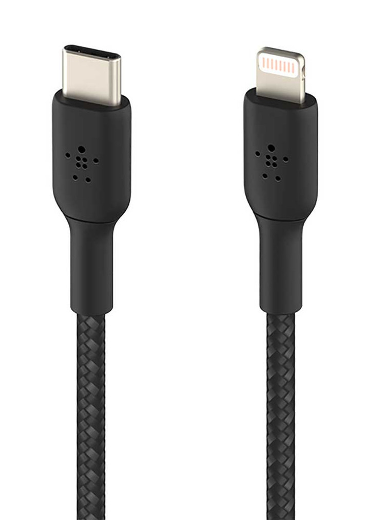 Belkin BOOST CHARGE 6.6 Feet Black Braided USB-C To Lightning Cable