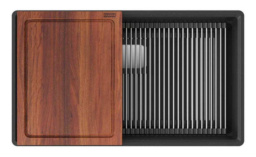 Franke Peak Workcenter 32-Inch Kitchen Sink in Matte Black