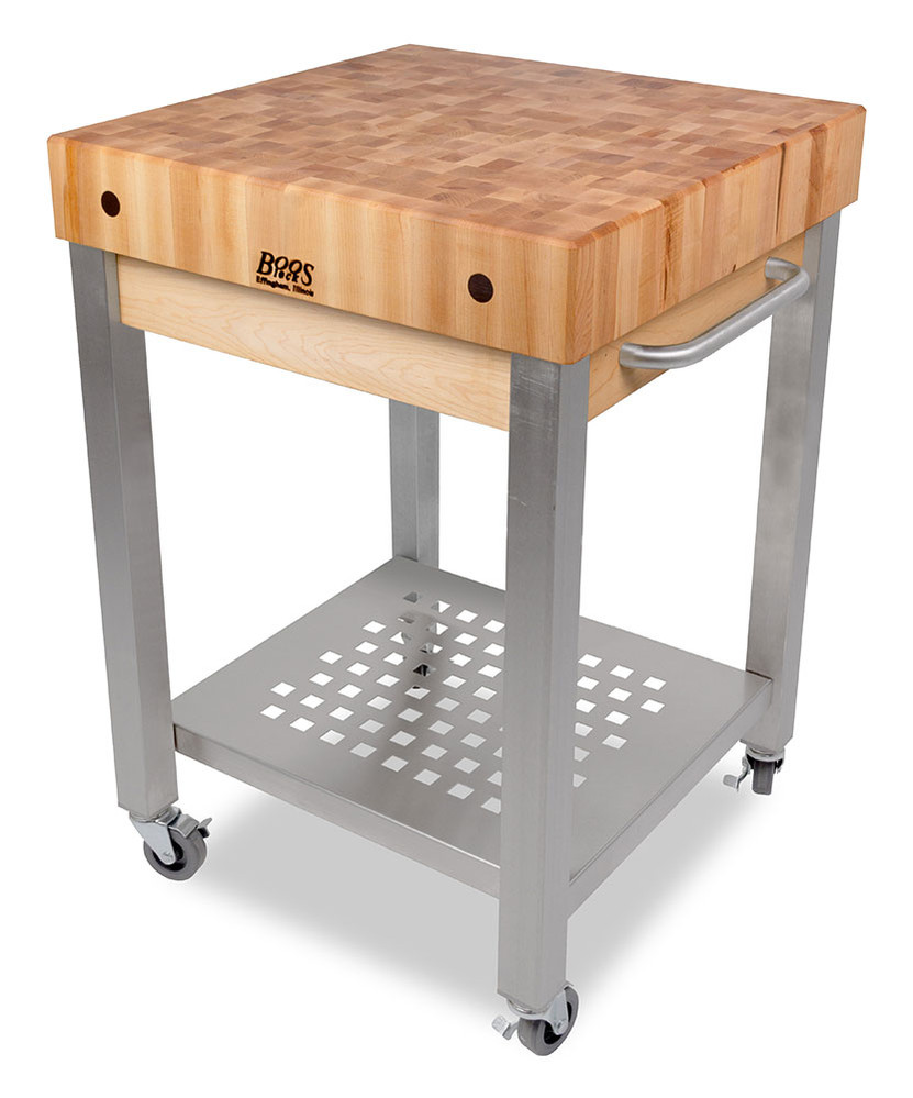 John Boos  Co. Cucina Technica Cart With Thick Maple End Grain Top