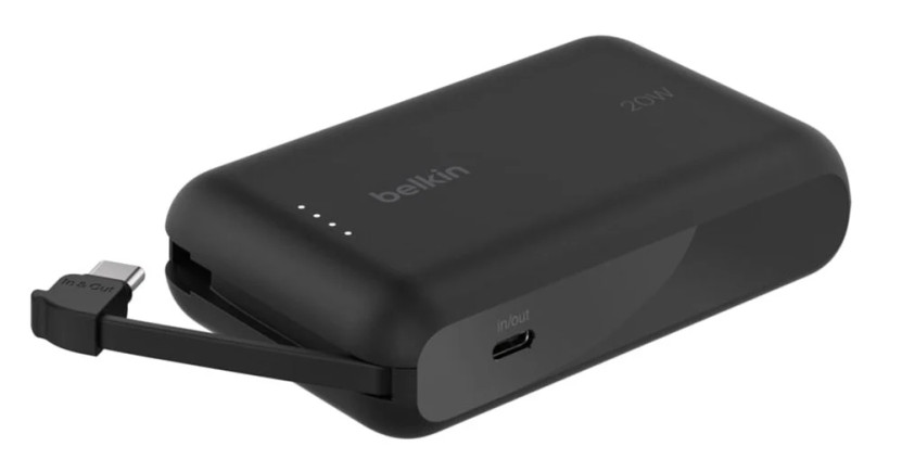Belkin BoostCharge 20W Power Bank 10K with Integrated Cable in Black