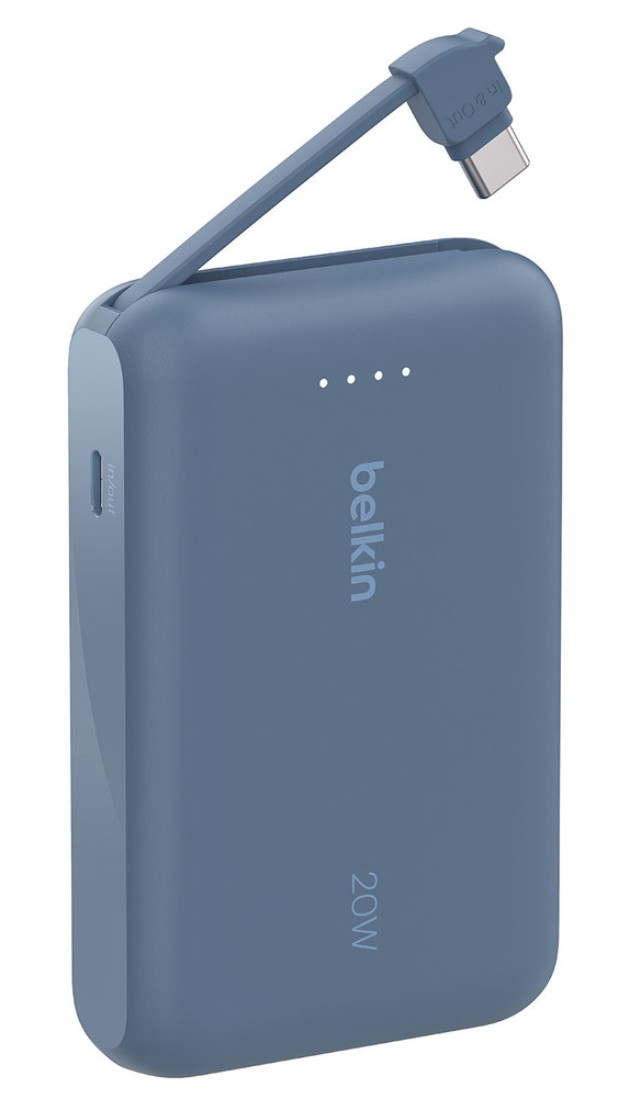 Belkin BoostCharge 20W Power Bank 10K with Integrated Cable in Blue