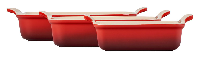 Le Creuset Heritage Rectangular Baking Dish Set in Cerise Set of 3