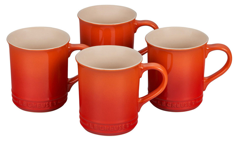 Le Creuset 14 Oz. Set Of 4 Flame Stoneware Mugs