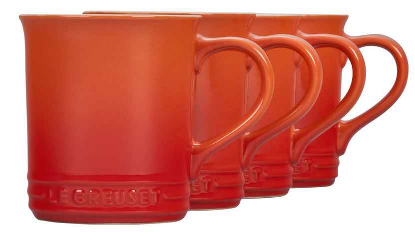 Le Creuset 14 Oz. Set Of 4 Flame Stoneware Mugs