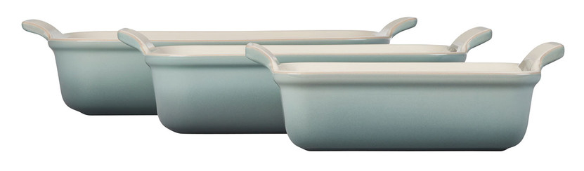 Le Creuset Heritage Rectangular Baking Dish Set in Sea Salt Set of 3