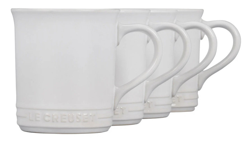 Le Creuset 14 Oz. Set Of 4 White Stoneware Mugs